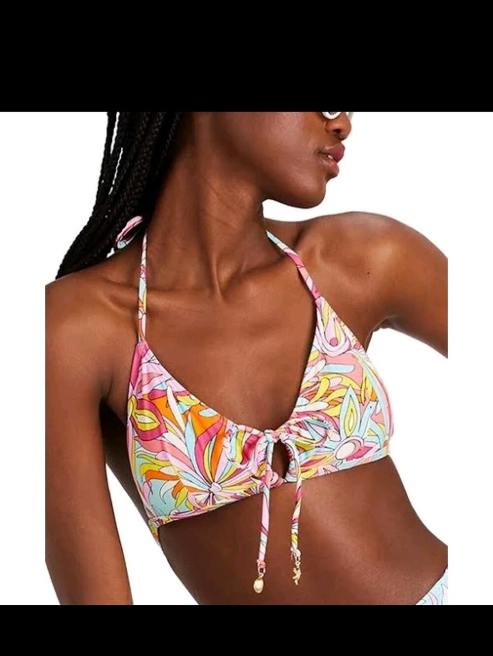 Kate Spade NWT Retro Colorful Rainbow Swirl Print Triangle Bikini Top Medium